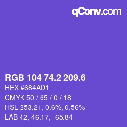 カラーコード: RGB 104 74.2 209.6 | qconv.com