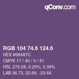 カラーコード: RGB 104 74.6 124.6 | qconv.com
