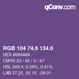 カラーコード: RGB 104 74.6 134.6 | qconv.com