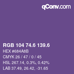 カラーコード: RGB 104 74.6 139.6 | qconv.com