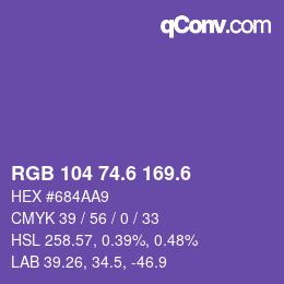 カラーコード: RGB 104 74.6 169.6 | qconv.com