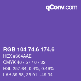 カラーコード: RGB 104 74.6 174.6 | qconv.com