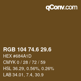 カラーコード: RGB 104 74.6 29.6 | qconv.com