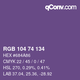 颜色代码: RGB 104 74 134 | qconv.com