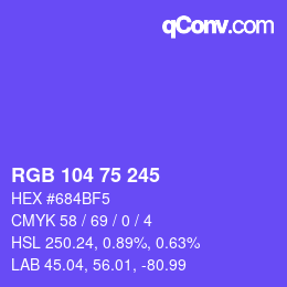 Color code: RGB 104 75 245 | qconv.com