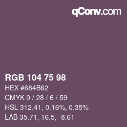 颜色代码: RGB 104 75 98 | qconv.com