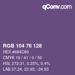 Color code: RGB 104 76 128 | qconv.com