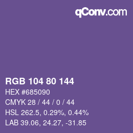 Code couleur: RGB 104 80 144 | qconv.com