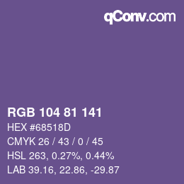 Color code: RGB 104 81 141 | qconv.com