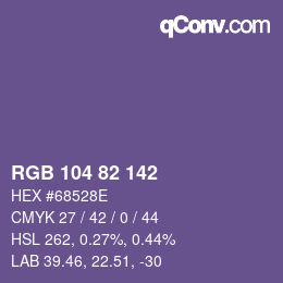 Color code: RGB 104 82 142 | qconv.com