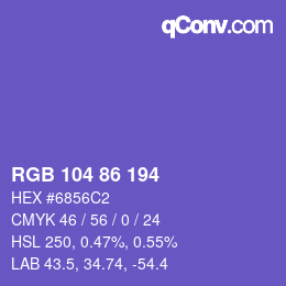 Color code: RGB 104 86 194 | qconv.com