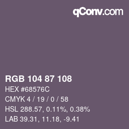 Código de color: RGB 104 87 108 | qconv.com
