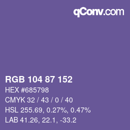 Color code: RGB 104 87 152 | qconv.com