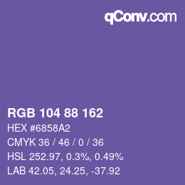 Farbcode: RGB 104 88 162 | qconv.com