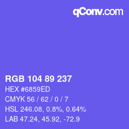 Farbcode: RGB 104 89 237 | qconv.com