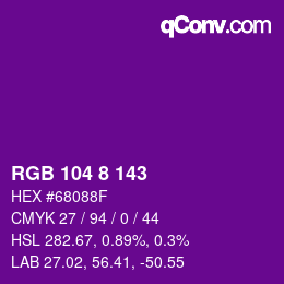 カラーコード: RGB 104 8 143 | qconv.com