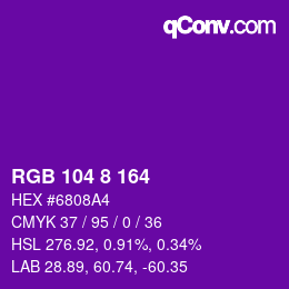 Color code: RGB 104 8 164 | qconv.com