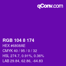 Color code: RGB 104 8 174 | qconv.com