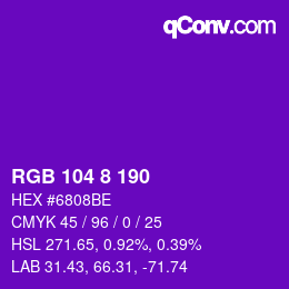 Color code: RGB 104 8 190 | qconv.com