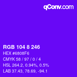 Color code: RGB 104 8 246 | qconv.com
