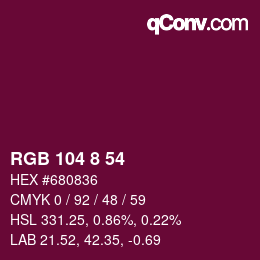 Color code: RGB 104 8 54 | qconv.com