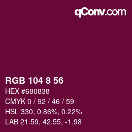 カラーコード: RGB 104 8 56 | qconv.com