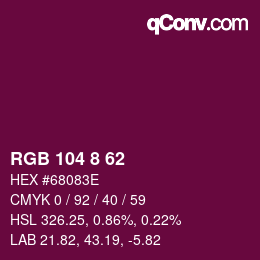 Color code: RGB 104 8 62 | qconv.com