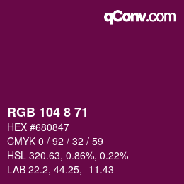 Color code: RGB 104 8 71 | qconv.com