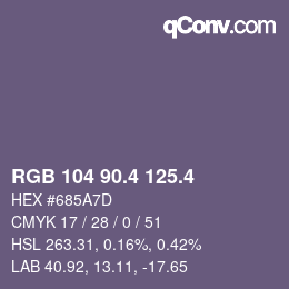 カラーコード: RGB 104 90.4 125.4 | qconv.com