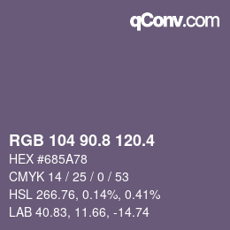 カラーコード: RGB 104 90.8 120.4 | qconv.com