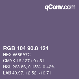 カラーコード: RGB 104 90.8 124 | qconv.com