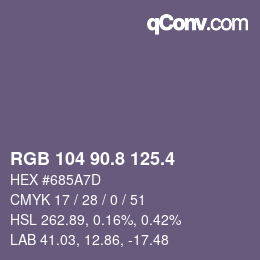カラーコード: RGB 104 90.8 125.4 | qconv.com
