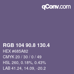 カラーコード: RGB 104 90.8 130.4 | qconv.com