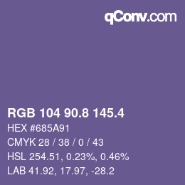 カラーコード: RGB 104 90.8 145.4 | qconv.com