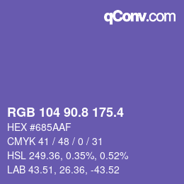 カラーコード: RGB 104 90.8 175.4 | qconv.com
