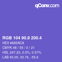カラーコード: RGB 104 90.8 200.4 | qconv.com