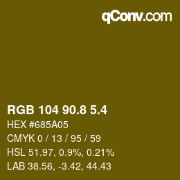 カラーコード: RGB 104 90.8 5.4 | qconv.com