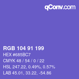 カラーコード: RGB 104 91 199 | qconv.com