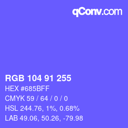 Color code: RGB 104 91 255 | qconv.com