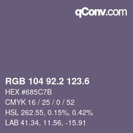 カラーコード: RGB 104 92.2 123.6 | qconv.com