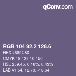 カラーコード: RGB 104 92.2 128.6 | qconv.com