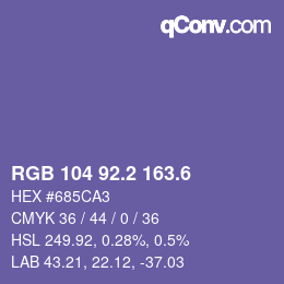 カラーコード: RGB 104 92.2 163.6 | qconv.com