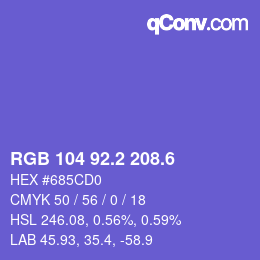 カラーコード: RGB 104 92.2 208.6 | qconv.com