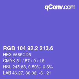 カラーコード: RGB 104 92.2 213.6 | qconv.com