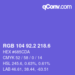 カラーコード: RGB 104 92.2 218.6 | qconv.com