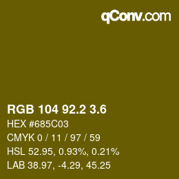 カラーコード: RGB 104 92.2 3.6 | qconv.com