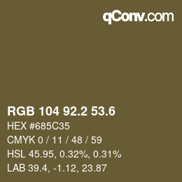 カラーコード: RGB 104 92.2 53.6 | qconv.com