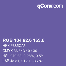 カラーコード: RGB 104 92.6 163.6 | qconv.com