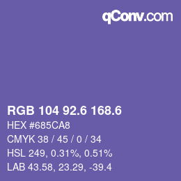 カラーコード: RGB 104 92.6 168.6 | qconv.com