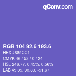 カラーコード: RGB 104 92.6 193.6 | qconv.com